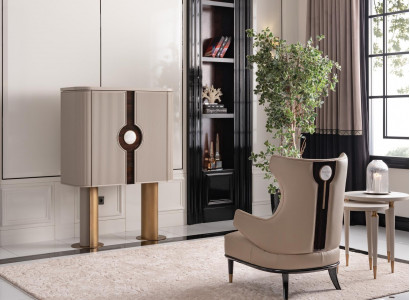 Armchair group living room cabinet modern wing chair beige cabinet